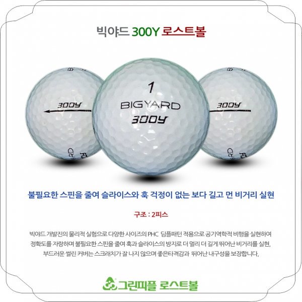 그린피플,빅야드 300Y 2피스 A급 로스트볼 16개