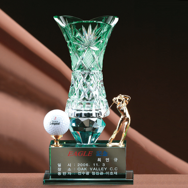 그린피플,컬러 크리스탈 골프 트로피 SYT 15411 (14x26x10) 기념패 우승패