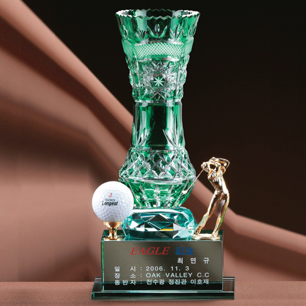 그린피플,그린 컬러 크리스탈 골프 스윙 트로피 SYT 15409 (14x28x10) 기념패 우승패