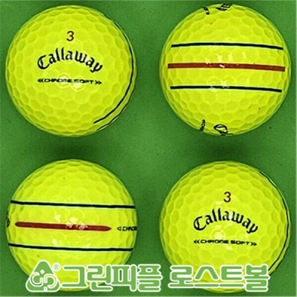 그린피플,캘러웨이 크롬소프트 트리플트랙 옐로우 3피스 B급 로스트볼 16개