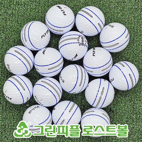 그린피플,볼빅 플라이 온 (FLY ON) 360도 퍼팅라인 3피스 화이트 A급 로스트볼 16개